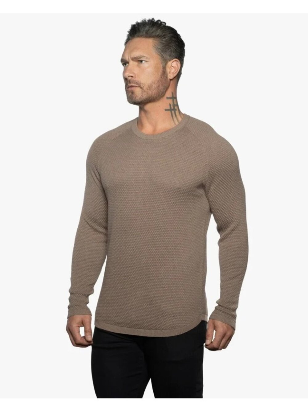 Weston Jon Boucher Ripley Cotton Cashmere textured Sweater size L brown $125 New